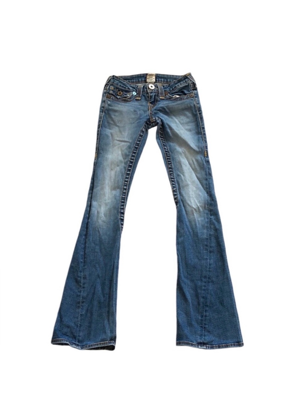 True Religion Womens Flare Jeans Sz 25 Low Rise Y2K Western Casual Cowgirl